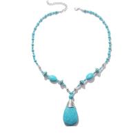 Turquoise Necklace with Zinc Alloy Round silver color plated fashion jewelry & for woman Sold By PC