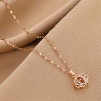 Titanium Steel Necklace with 1.97inch extender chain Crown fashion jewelry & for woman & with rhinestone rose gold color Length Approx 17.72 Inch Sold By PC