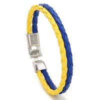 PU Leather Cord Bracelets with Zinc Alloy Round silver color plated fashion jewelry & Unisex mixed colors Sold By PC