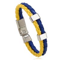 PU Leather Cord Bracelets with Zinc Alloy Round silver color plated fashion jewelry & Unisex mixed colors Sold By PC
