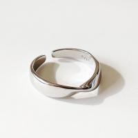 925 Sterling Silver Cuff Finger Ring platinum plated adjustable & for woman US Ring Sold By PC