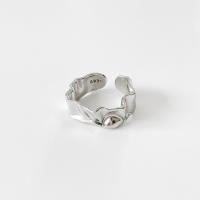 925 Sterling Silver Cuff Finger Ring platinum plated adjustable & for woman US Ring Sold By PC