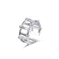 925 Sterling Silver Cuff Finger Ring plated adjustable & for woman & hollow US Ring Sold By PC