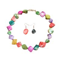 Shell Jewelry Sets earring & necklace Zinc Alloy with Shell 2 pieces & fashion jewelry & for woman multi-colored nickel lead & cadmium free Length Approx 18.11 Inch Sold By Set