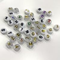 Perline in acrilico ad alfabeto, Cerchio piatto, DIY & tono di oro, nessuno, 10x6mm, Appross. 1700PC/borsa, Venduto da borsa