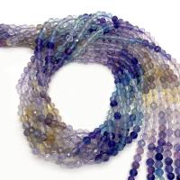 Fluorit Beads, Natursten, Runde, du kan DIY & forskellig størrelse for valg & facetteret, blandede farver, Solgt Per Ca. 14.96 inch Strand