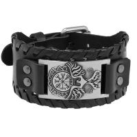 Cowhide Bracelet with PU Leather & Iron & Zinc Alloy Round plated fashion jewelry & Unisex Sold By PC
