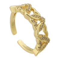 Brass Cuff Finger Ring gold color plated Adjustable & micro pave cubic zirconia & hollow US Ring .5 Sold By PC