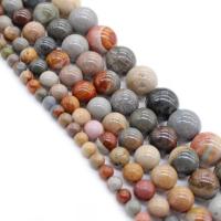 Picture jaspis perler, Picture Jasper, Runde, poleret, du kan DIY, blandede farver, Solgt Per Ca. 38 cm Strand