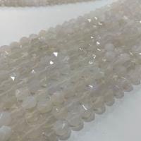 Natürliche weiße Achat Perlen, Weißer Achat, Star Cut Faceted & DIY, weiß, verkauft per ca. 38 cm Strang