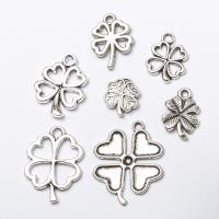 Zinc Alloy Clover Pendant Four Leaf Clover antique silver color plated vintage & DIY nickel lead & cadmium free Approx Sold By Bag