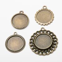 Zinc Alloy Pendant Cabochon Setting Round antique bronze color plated vintage & DIY nickel lead & cadmium free Approx Sold By Bag