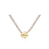 925 Sterling Silver Pearl Necklace, with Freshwater Pearl, Flower, 18K gold plated, for woman & hollow, 11x11mm, Length:Approx 14.5 Inch, Sold By PC