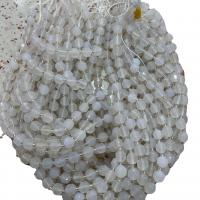 Přírodní bílý achát korálky, Bílá Achát, s Seedbead, Lucerna, DIY & tváří, bílý, Prodáno za Cca 38 cm Strand