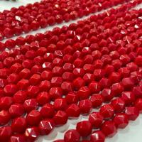 Synthetic Coral Beads Natural Stone Star Cut Faceted & DIY & imitation coral red Sold Per Approx 38 cm Strand