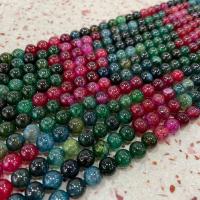Perline naturali agata vena di drago, Cerchio, lucido, DIY, colori misti, Venduto per Appross. 38 cm filo
