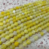 Perles agates effloresces naturelles , agate effleurant, Rond, DIY & givré, Jaune, Vendu par Environ 38 cm brin