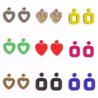 Seedbead Drop Earring, mode sieraden & verschillende stijlen voor de keuze & voor vrouw, meer kleuren voor de keuze, nikkel, lood en cadmium vrij, 50*68mm,40*66mm, Verkocht door pair