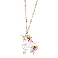 Zinc Alloy Sweater Chain Necklace with 1.97inch extender chain Unicorn gold color plated fashion jewelry & Unisex & enamel nickel lead & cadmium free Length Approx 15.75 Inch Sold By PC