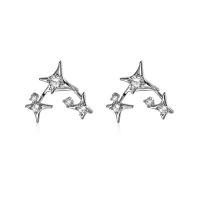 Zinc Alloy Stud Earring fashion jewelry & for woman & with rhinestone silver color nickel lead & cadmium free Sold By Pair