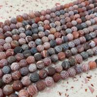 Natuurlijke Effloresce Agaat kralen, Ronde, DIY & frosted, gemengde kleuren, Per verkocht Ca 38 cm Strand