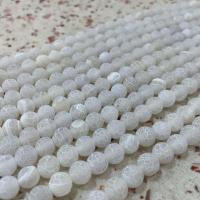 Perles agates effloresces naturelles , agate effleurant, Rond, DIY & givré, blanc, Vendu par Environ 38 cm brin