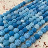 Naturlig effloresce Agate perler, Runde, du kan DIY & frosted, blå, Solgt Per Ca. 38 cm Strand
