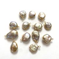 Freshwater Pearl Pendants with Brass Round gold color plated DIY 10x15- Sold By PC