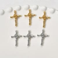 Messing Kreuz Anhänger, plattiert, Modeschmuck, keine, frei von Nickel, Blei & Kadmium, 23x15mm, verkauft von PC