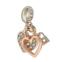 European Style Zinc Alloy Dangle Beads Heart plated DIY & with rhinestone mixed colors nickel lead & cadmium free Approx 6mm Sold By PC