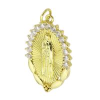 Cubic Zirconia Micro Pave Brass Pendant Virgin Mary gold color plated micro pave cubic zirconia golden nickel lead & cadmium free Approx 4mm Sold By PC