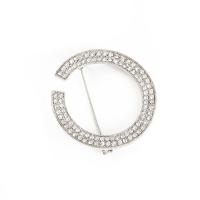 Rhinestone Brooch Zinc Alloy silver color plated for woman & with rhinestone & hollow nickel lead & cadmium free Sold By Lot