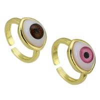Evil Eye Jewelry Finger Ring Brass with Plastic gold color plated Adjustable & for woman US Ring Sold By PC