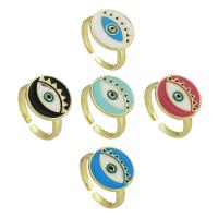 Evil Eye Jewelry Finger Ring Brass gold color plated Adjustable & for woman & enamel US Ring Sold By PC