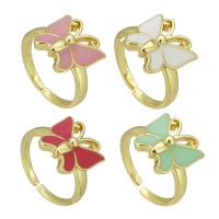 Brass Finger Ring Butterfly gold color plated Adjustable & for woman & enamel US Ring Sold By PC