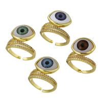 Evil Eye Jewelry Finger Ring Brass with Plastic gold color plated Adjustable & for woman US Ring Sold By PC