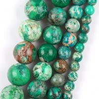 Impression Jasper Bead, Runde, du kan DIY, grøn, Solgt Per 37-39 cm Strand
