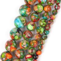 diaspro impressione perla, Cerchio, DIY, colori misti, Venduto per 37-39 cm filo
