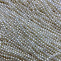 Apvalūs Kultūringas gėlavandenių perlų karoliukai, Gėlo vandens perlų, Šiek tiek apvalus, Natūralus & Pasidaryk pats, baltas, 4-5mm, Parduota už 36-40 cm Strand