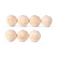 Wood Beads Round intaglio With Animal Pattern & DIY 16mm Sold By PC