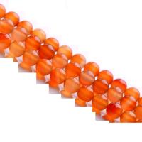 Achát gyöngyök, Kerek, DIY, vöröses-narancs, Naponta eladott Kb 38 cm Strand
