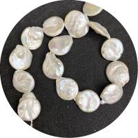 Coin odlad sötvattenspärla pärlor, Freshwater Pearl, Rund, polerad, DIY, vit, 18mm, Såld Per Ca 14.96 inch Strand