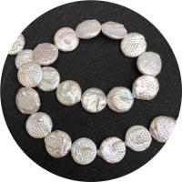 Coin odlad sötvattenspärla pärlor, Freshwater Pearl, Rund, polerad, DIY, vit, 16mm, Såld Per Ca 14.96 inch Strand