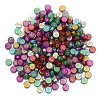 Alphabet Akril gyöngyök, galvanizált, DIY, kevert színek, 4x7mm, 100PC-k/Bag, Által értékesített Bag