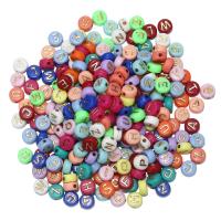 Alphabet Akril gyöngyök, galvanizált, DIY, kevert színek, 4x7mm, 100PC-k/Bag, Által értékesített Bag