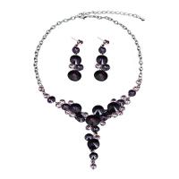 Crystal Jewelry Sets earring & necklace Zinc Alloy with Crystal zinc alloy lobster clasp zinc alloy post pin for woman 60mm Length 48 cm Sold By Set