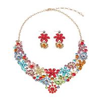Rhinestone Jewelry Sets earring & necklace Zinc Alloy zinc alloy lobster clasp zinc alloy post pin for woman & with rhinestone 50mm Length 50 cm Sold By Set