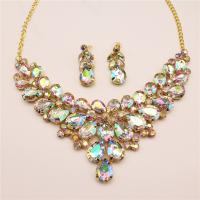 Crystal Jewelry Sets earring & necklace with Zinc Alloy zinc alloy lobster clasp zinc alloy post pin for woman 60mm Length 45 cm Sold By Set