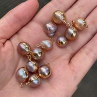 Colgantes de Perlas Freshwater, Perlas cultivadas de agua dulce, con metal, chapado en color dorado, Bricolaje, 9-12mm, Vendido por UD
