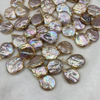 Colgantes de Perlas Freshwater, Perlas cultivadas de agua dulce, con metal, chapado en color dorado, Bricolaje, 17-20mm, Vendido por UD